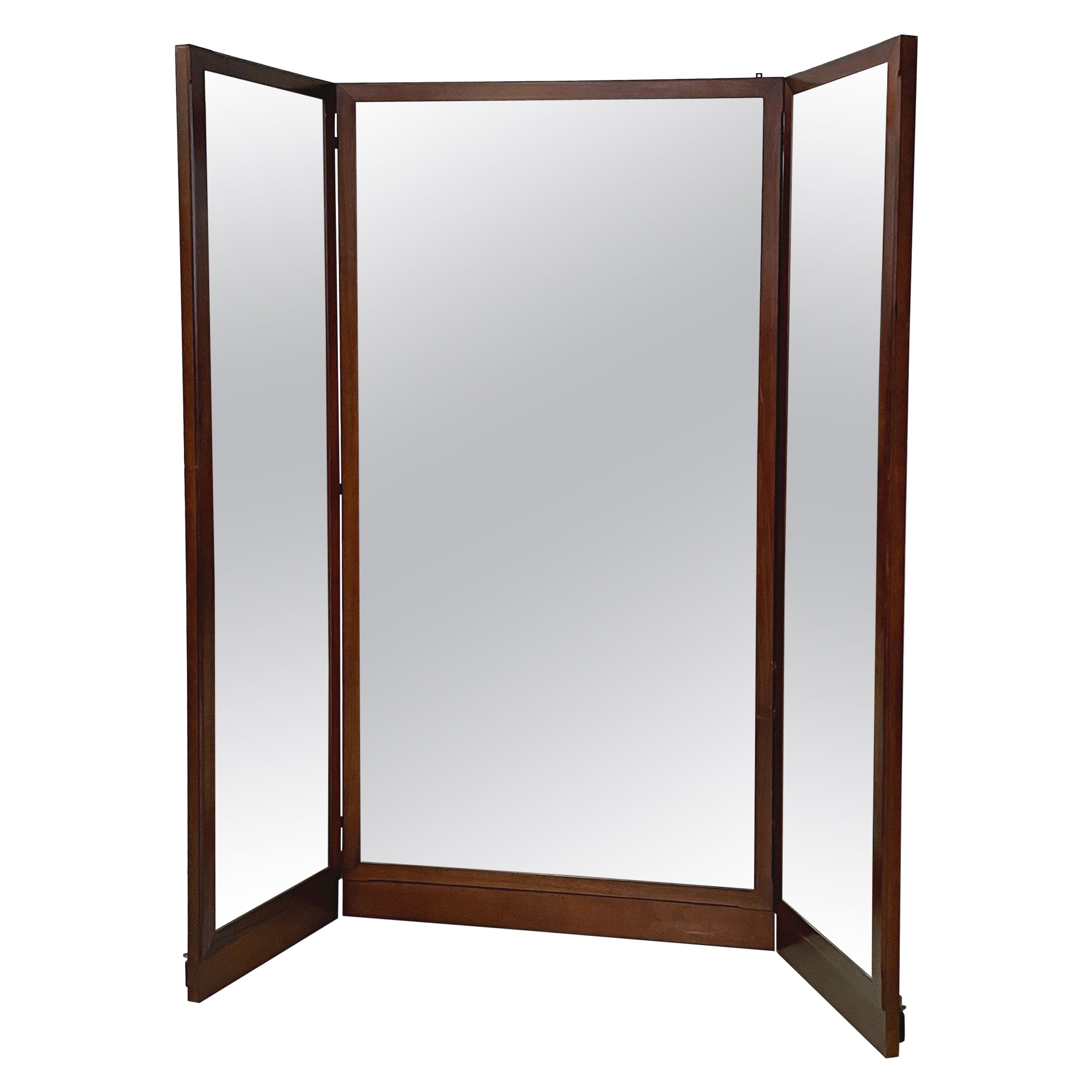 Italian mid-century modern Freestanding full-length floor mirror in wood, 1960s For Sale