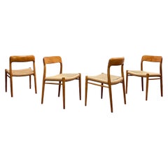 Used 4 Danish Mid-Century Modern Oak Dining Chairs #75, Niels O. Møller, J. L. Moller