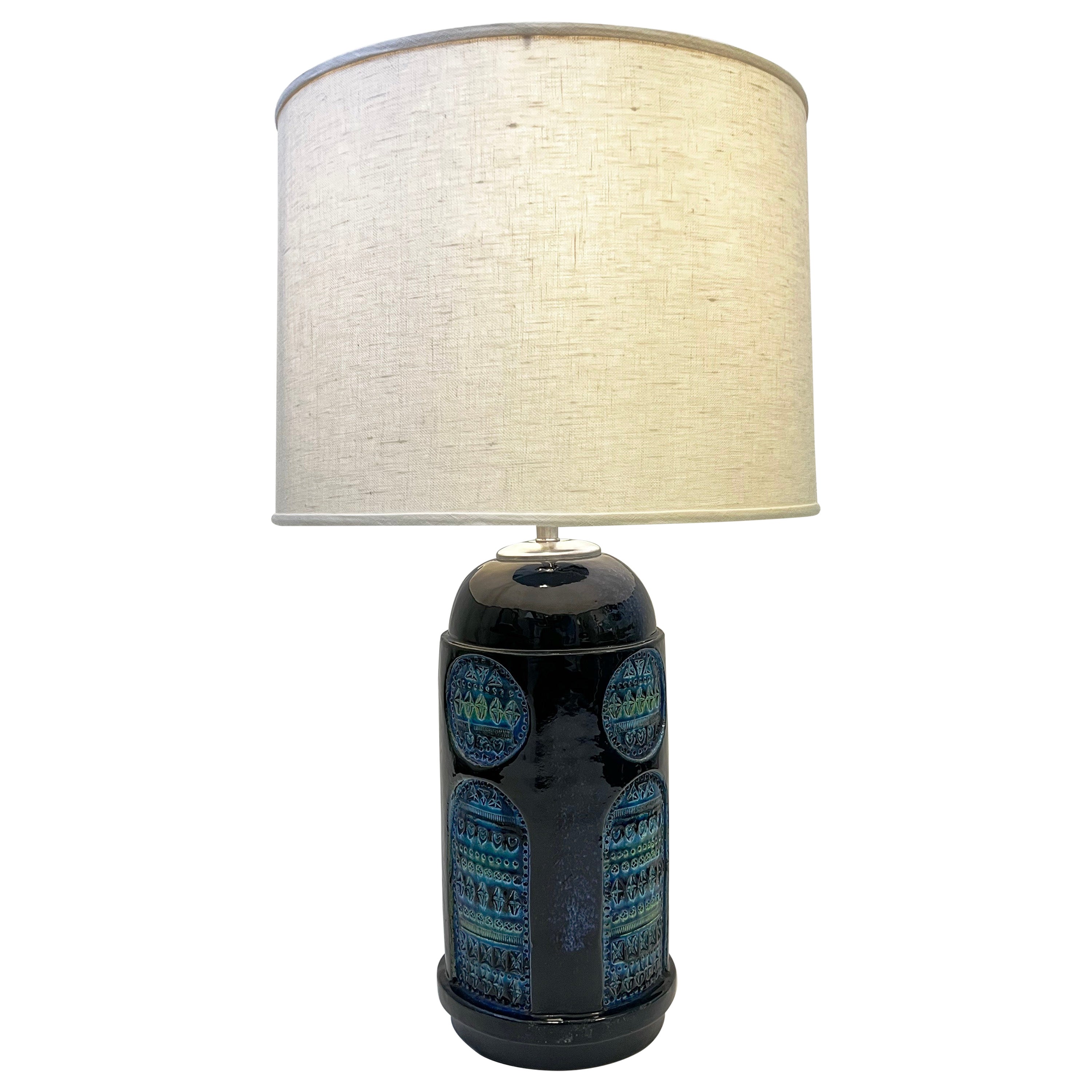 Italian”Rimini Blue” Ceramic Table Lamp by Bitossi  For Sale