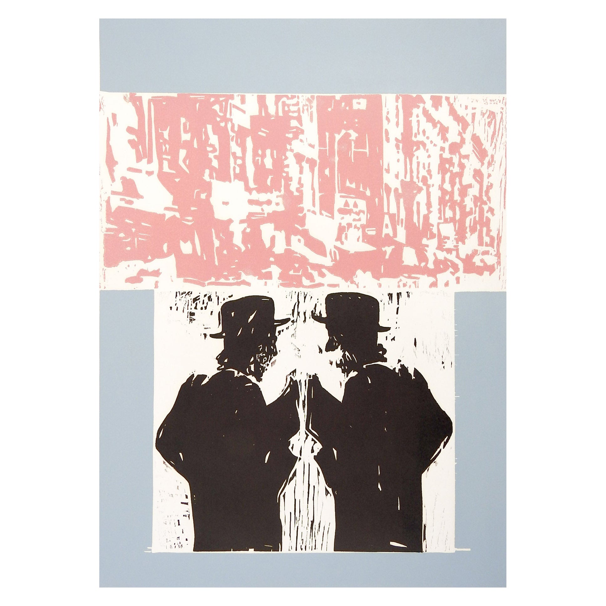 Vintage Gray Pink Black Jack Perlmutter Serigraphie im Angebot