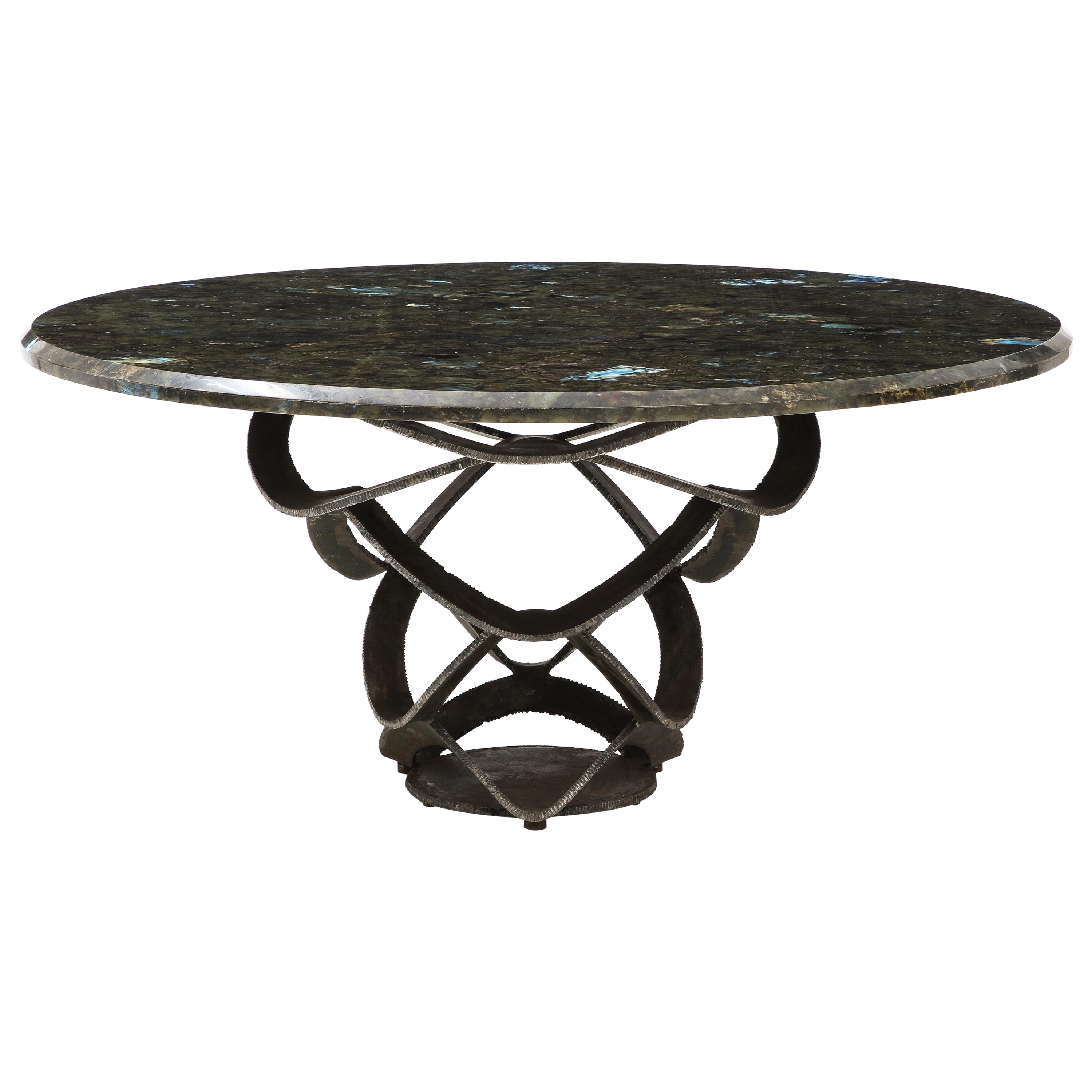 French 1970s Mid Century Sculptural labradorite Center Dining Table For Sale