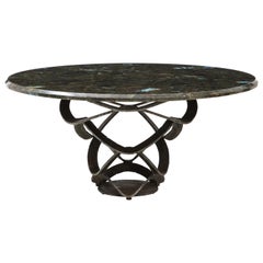French 1970s Mid Century Sculptural labradorite Center Dining Table