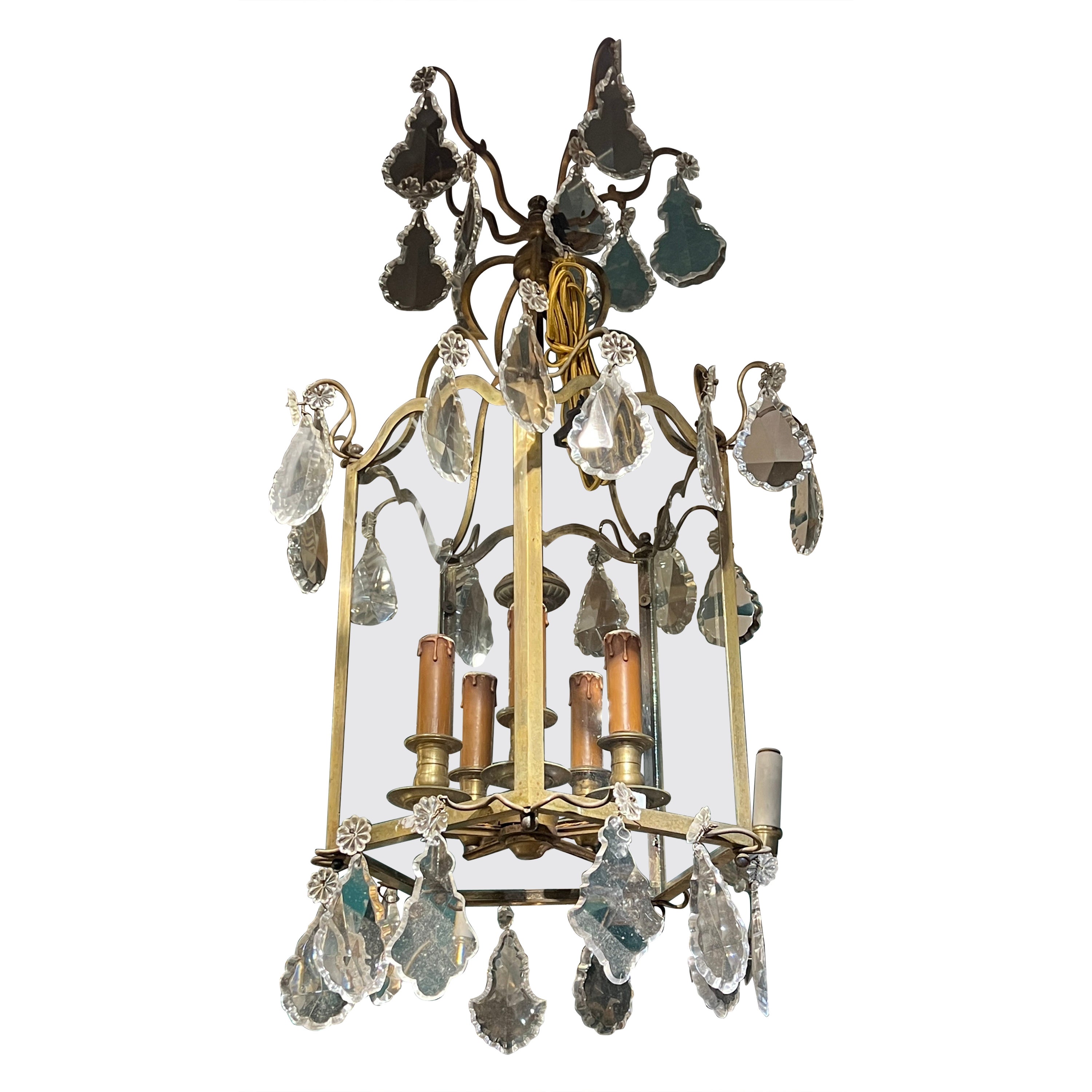 Belle qualité de style Louis XV antique  Lanterne à quatre lumières en vente