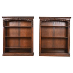 R.J. Horner Style Antique Victorian Renaissance Revival Carved Walnut Bookcases