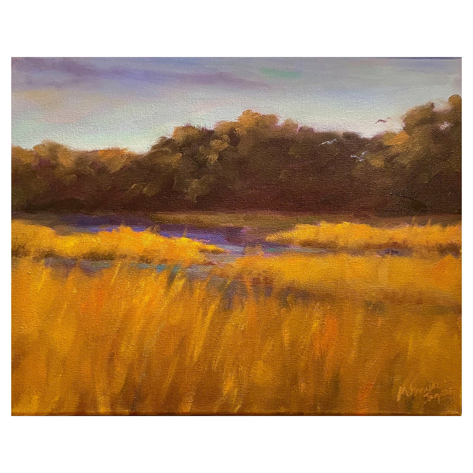 Framed Oil on Canvas "Late Afternoon Marsh" by Mary Segars For Sale