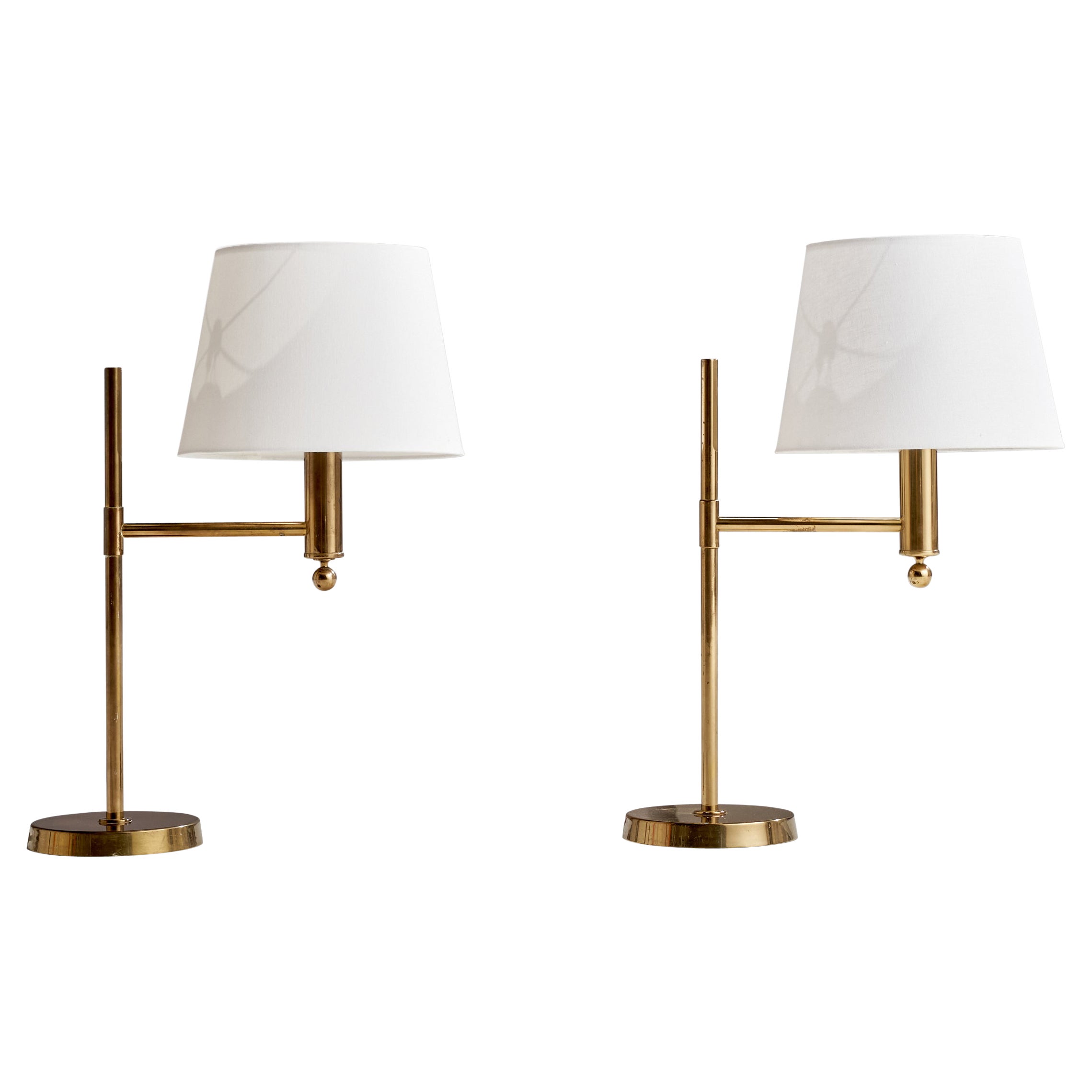 Bergboms, Table Lamps, Brass, Sweden, 1970s For Sale