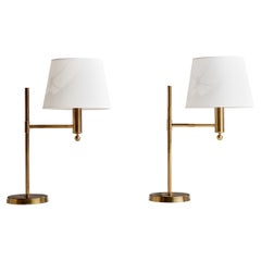 Bergboms, Table Lamps, Brass, Sweden, 1970s