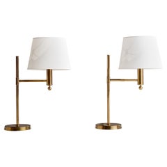 Vintage Bergboms, Table Lamps, Brass, Sweden, 1970s