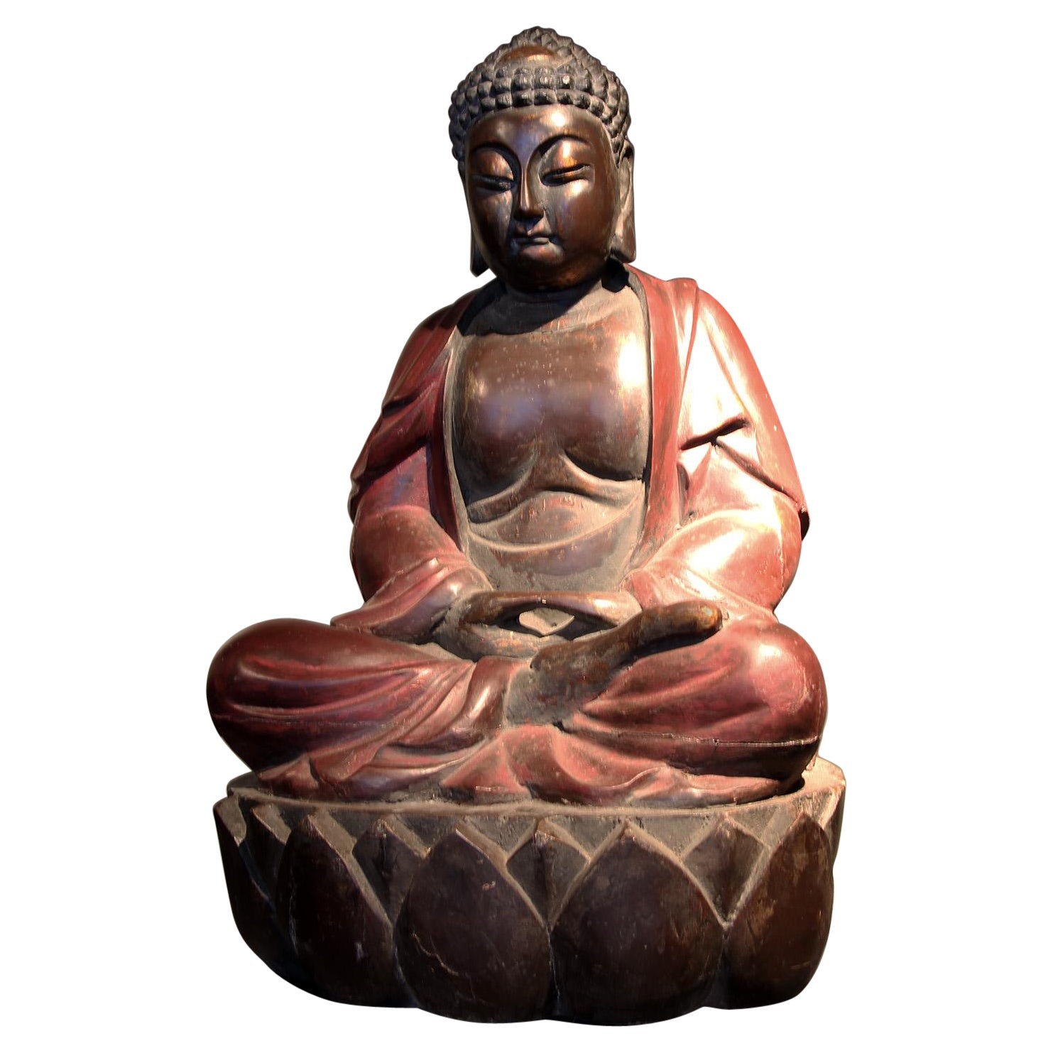 Grande Buddha Cinese in Legno For Sale