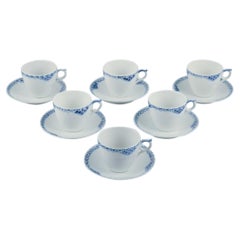 Royal Copenhagen, Princess. Set of six coffee cups with saucers. 