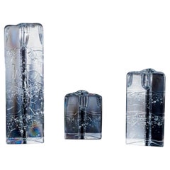 Timo Sarpaneva for Iittala. Three triangular "Arkipelago" glass candleholders