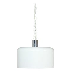 MCM White Dome Swag Pendant Hanging Light Fixture or Lamp Style of Lightolier