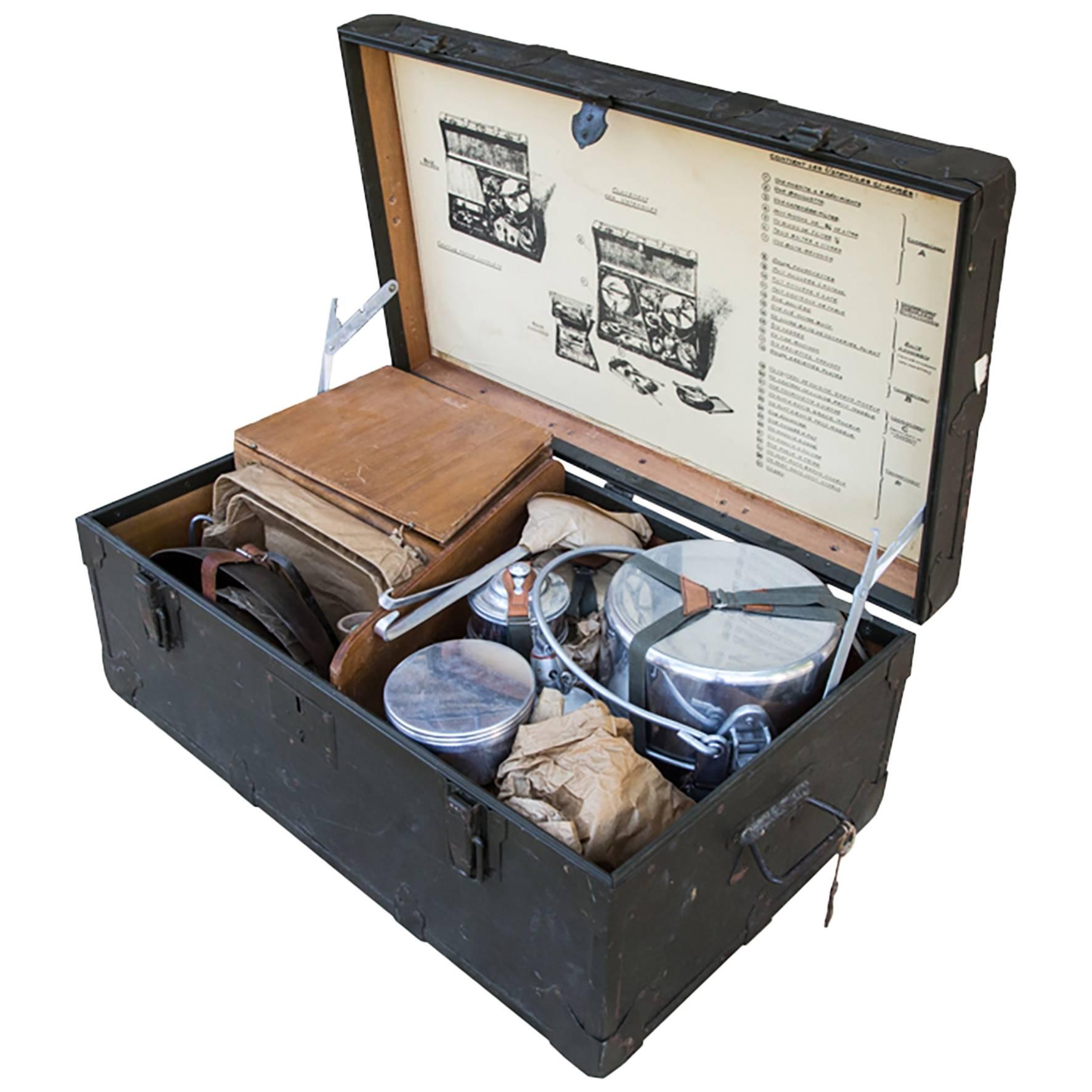 1950s, Full Military Chest, Painted Wood For Sale