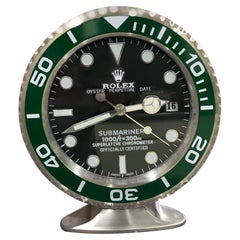 Used ROLEX Officially Certified Oyster Perpetual Green Hulk Submariner Desk Clock 