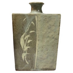 Tatsuzo Shimaoka Signed Japanese Mingei Henko Rope Inlay Pottery Vase with Box