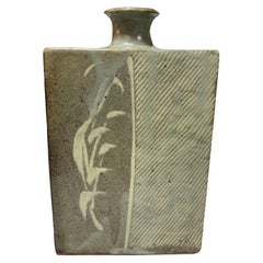 Tatsuzo Shimaoka Signed Japanese Mingei Henko Rope Inlay Pottery Vase with Box