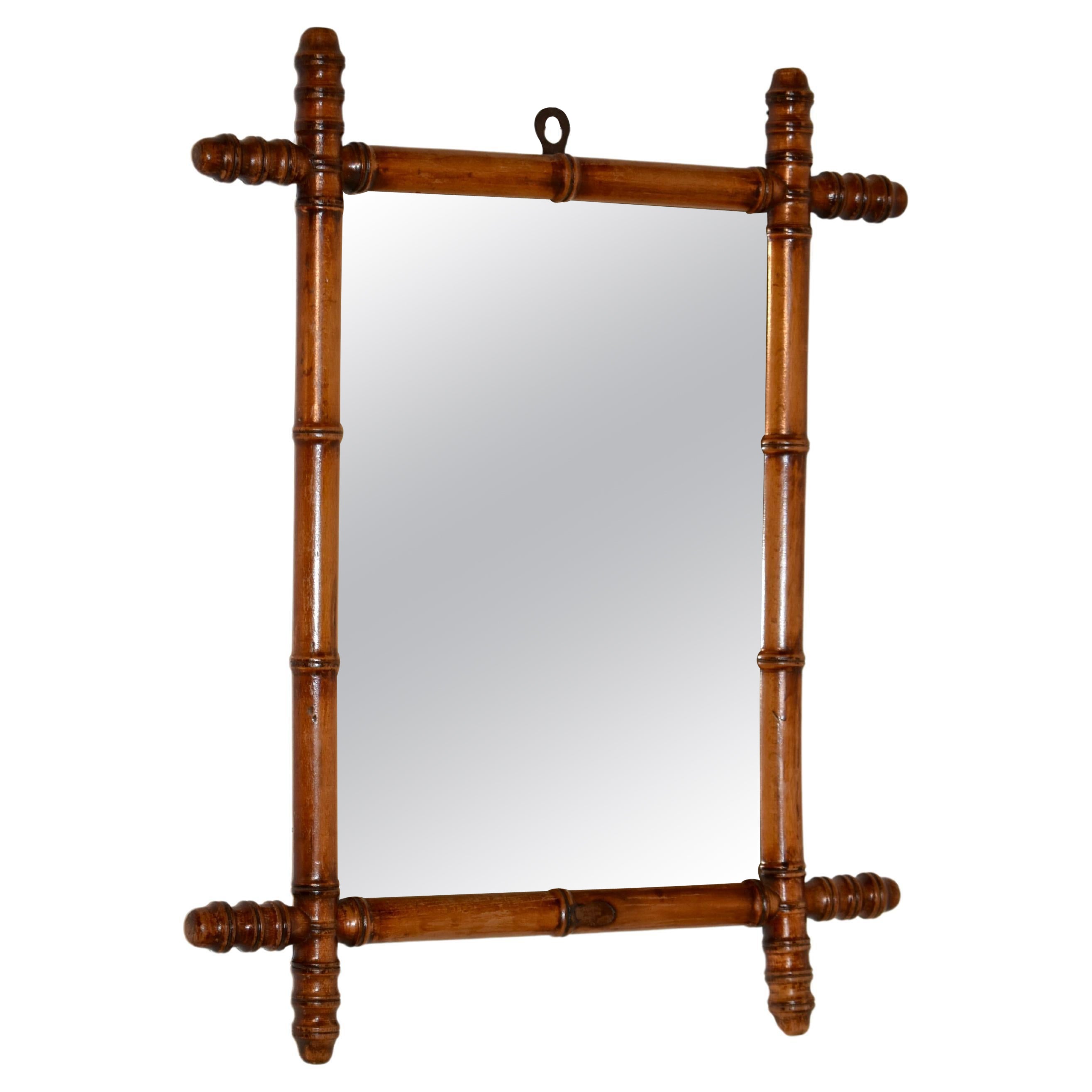 Französischer Faux-Bambus-Spiegel aus dem späten 19. im Angebot