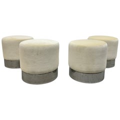 Retro Four Modern Upholstered and Chrome Stools