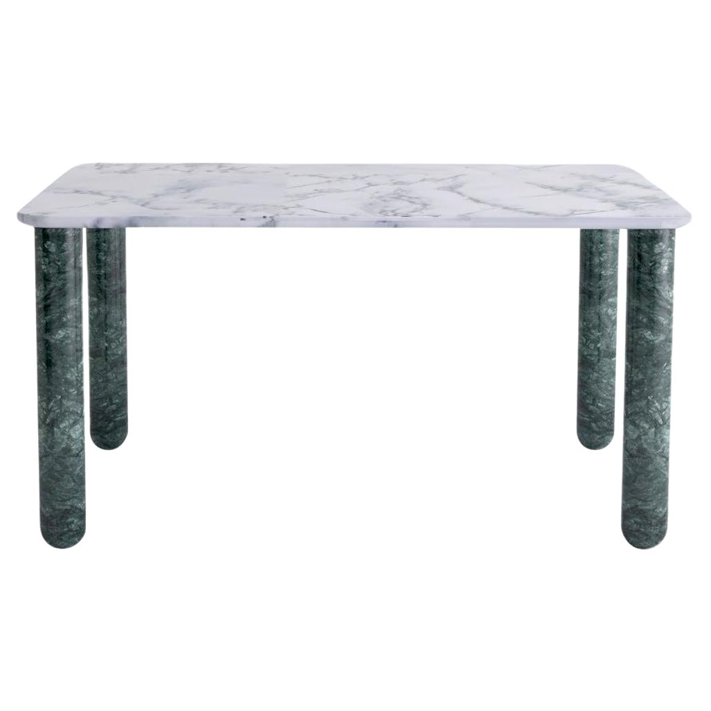 Medium White and Green Marble "Sunday" Dining Table, Jean-Baptiste Souletie For Sale
