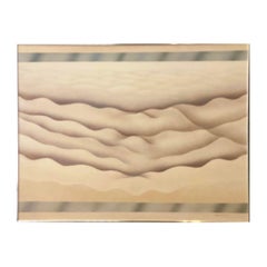Óleo vintage firmado Paisaje abstracto de mediados de siglo