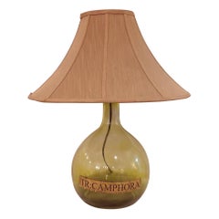 Mid 20th Century Retro European Carboy Green Glass Bottle Demijohn Lamp 