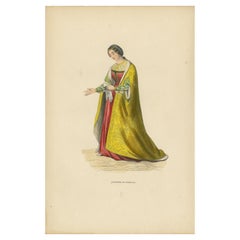 Antique Eleanor of Portugal: Regal and Resplendent, Original Old Print Published in 1847