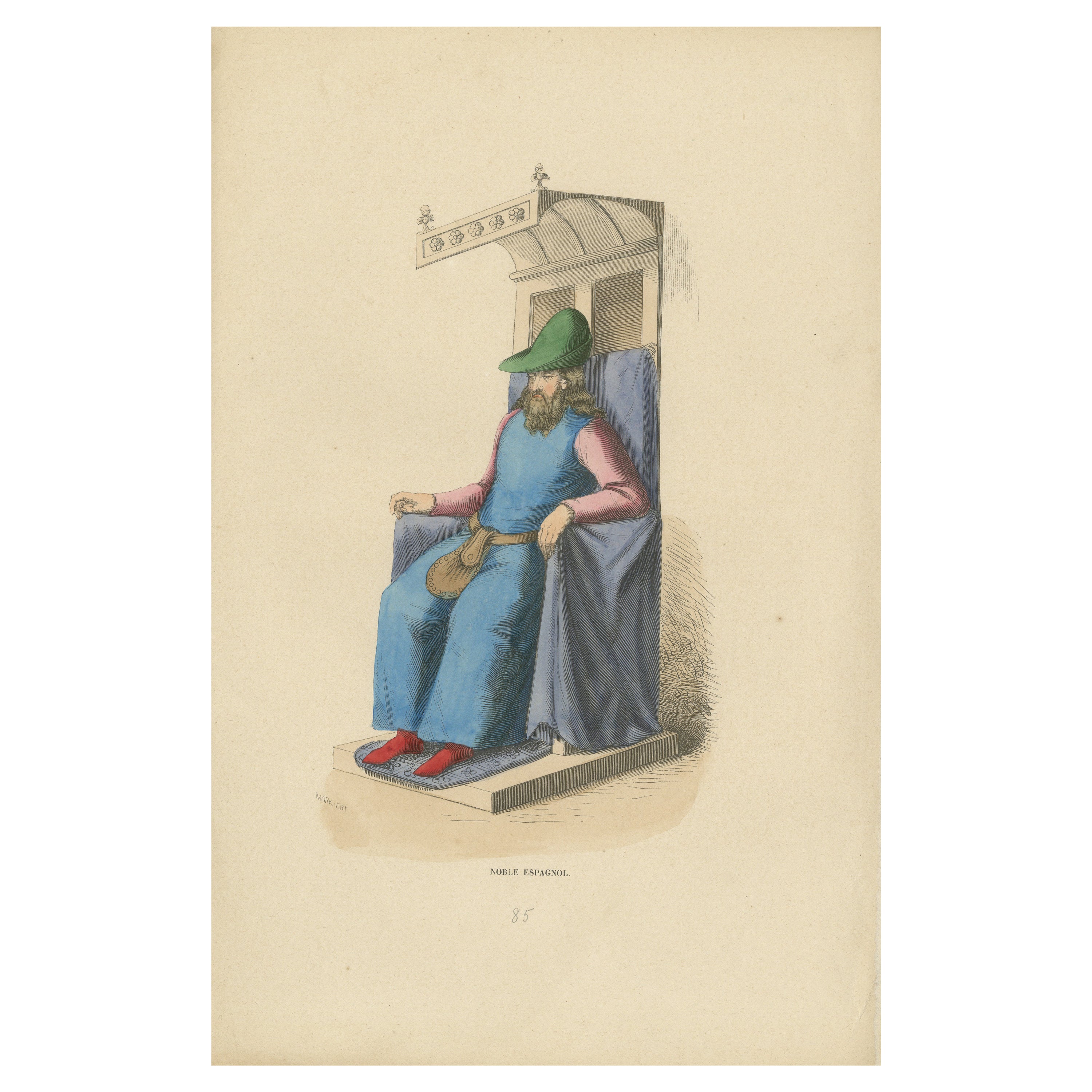 Seated Spanish Nobleman: The Visage of Authority, 1847 For Sale