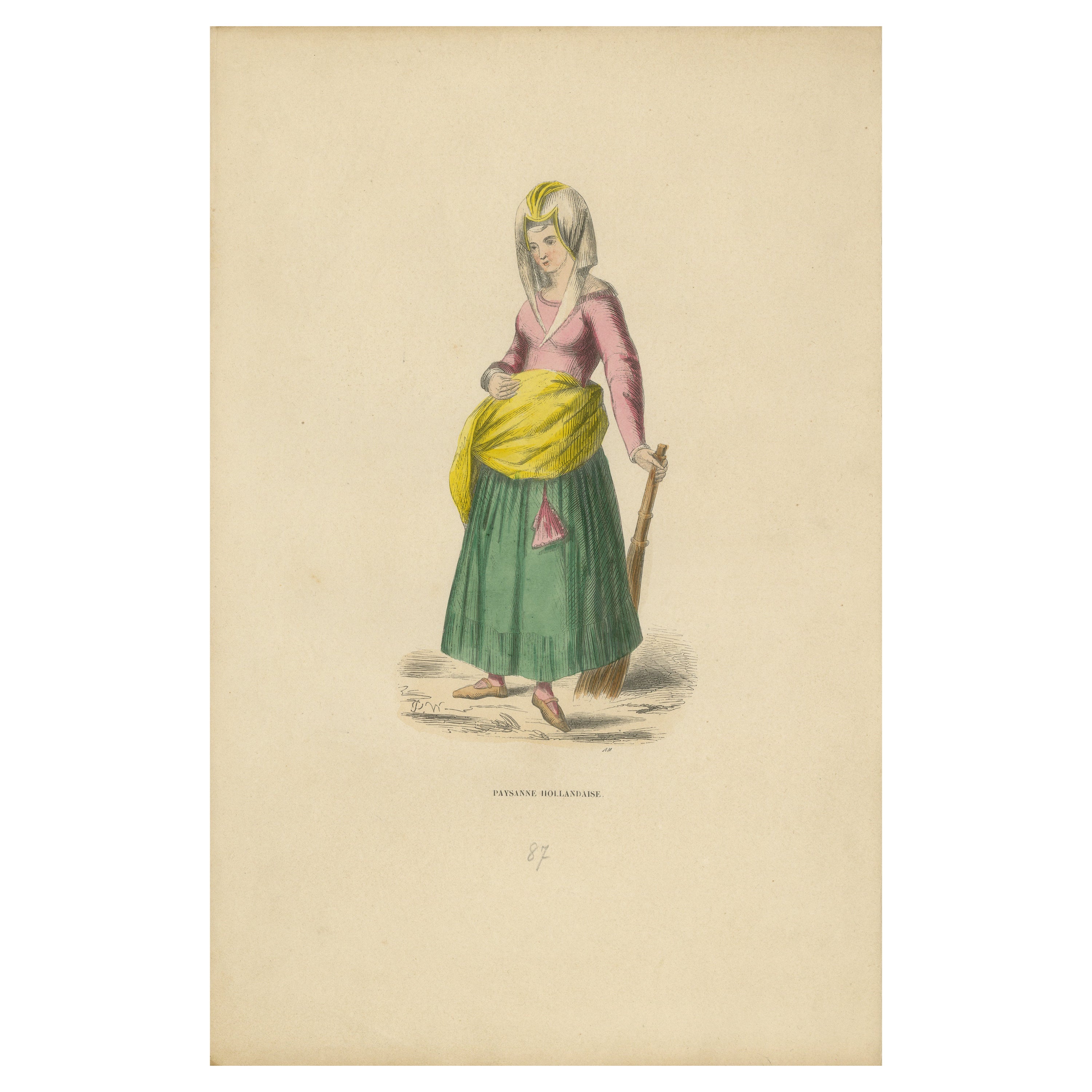 Dutch Peasant Woman of the Middle Ages: A Portrait of Rural Life, 1847 For Sale