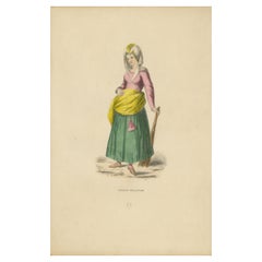 Vintage Dutch Peasant Woman of the Middle Ages: A Portrait of Rural Life, 1847