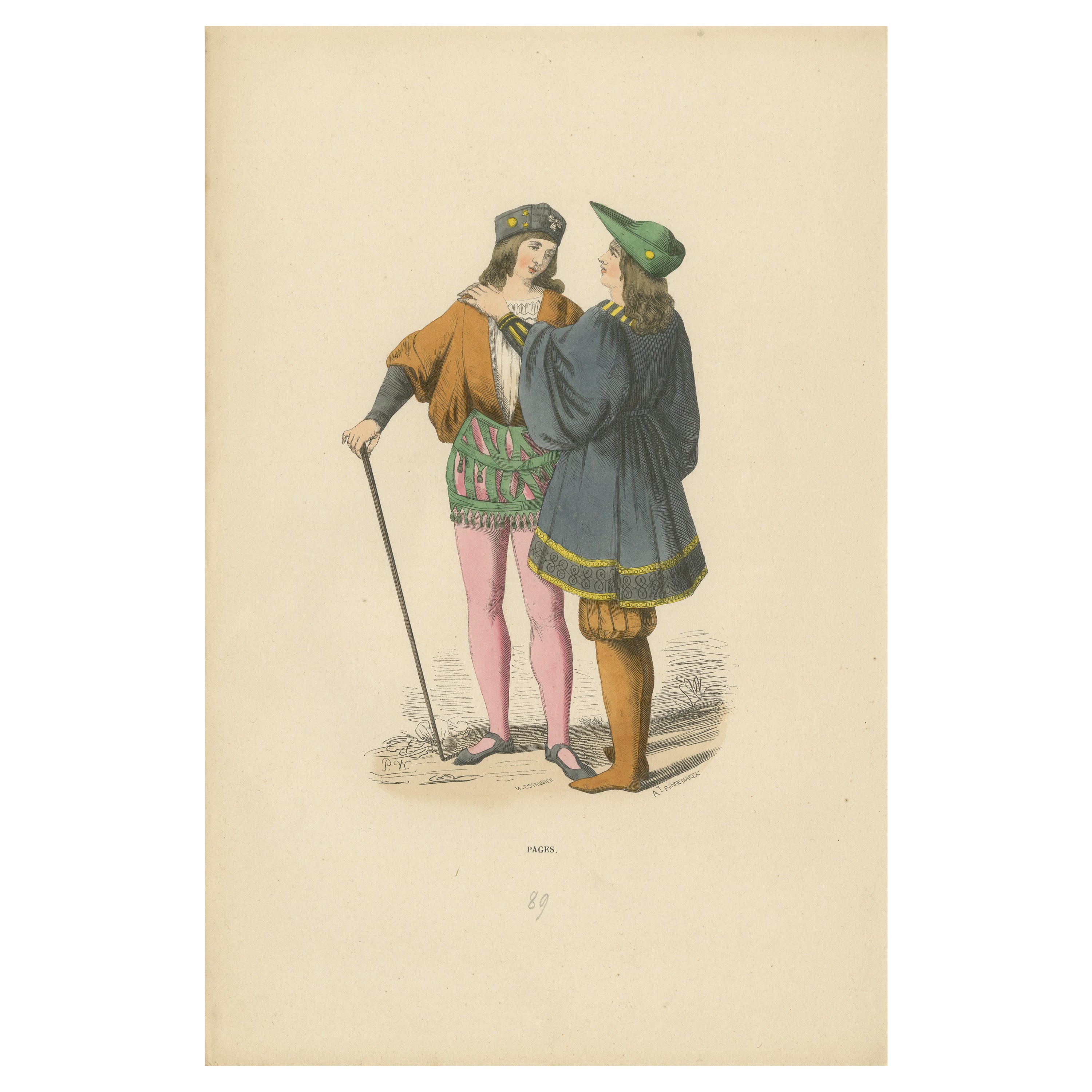Confidants of the Court: The Royal Pages, Handcolored and Published in 1847  For Sale
