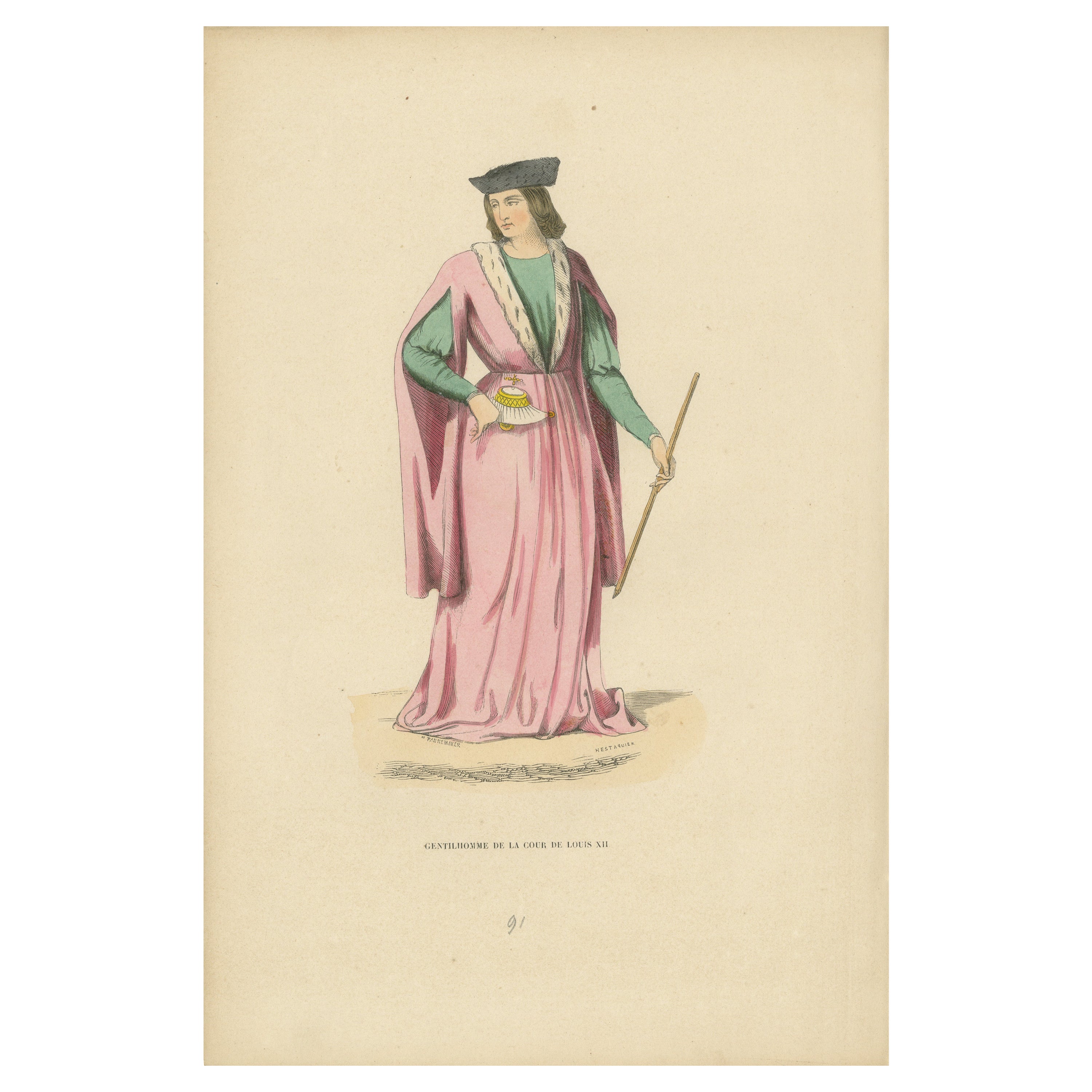 Elegance at the Court of Louis XII: A French Noble's Poise, 1847 For Sale