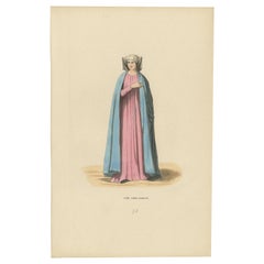 Antique Noble Roman Lady of the Middle Ages, Handcolored and Published in 1847