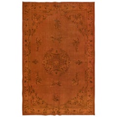 6.4x10 Ft Handmade Turkish Rug, Orange Art Deco Carpet for Modern Living Room (tapis turc fait main pour un salon moderne)