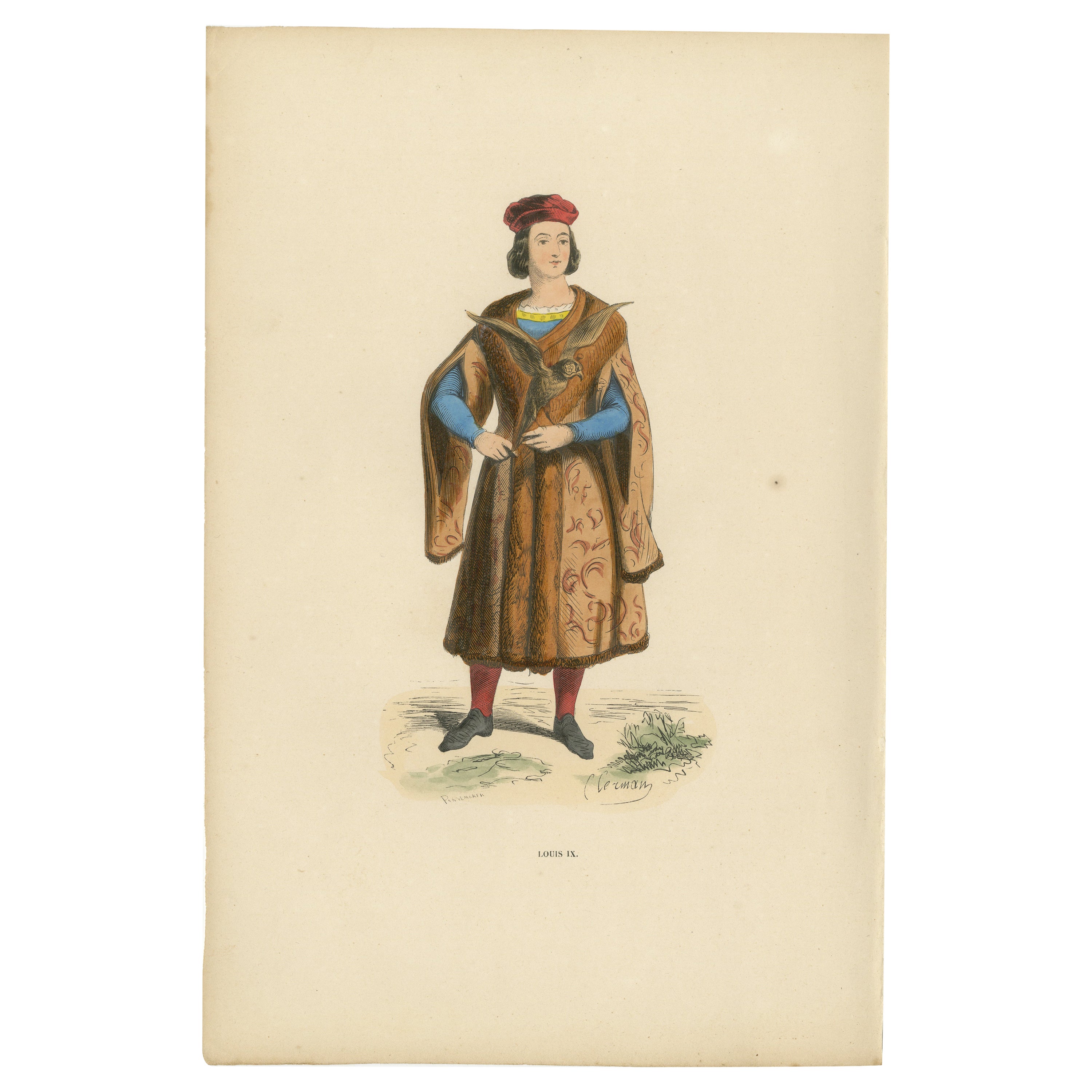 Louis IX: A Portrayal of French Royalty in Medieval Attire, Published in 1847