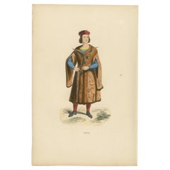 Antique Louis IX: A Portrayal of French Royalty in Medieval Attire, Published in 1847