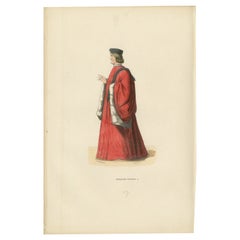 Antique Eminent Venetian Senator in Traditional Robes: A Portrayal of Political Prestige