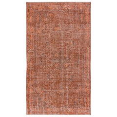 Used 5x8.6 Ft Handmade Carpet with Art Deco Chinese Design, Orange Area Rug