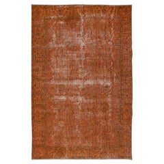 Used 5.8x8.7 Ft Decorative Handmade Turkish Area Rug in Orange with Shabby Chic Style