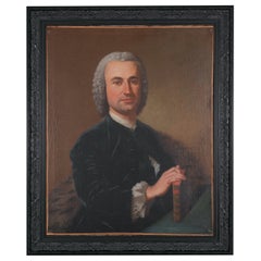 Antique 18th Century Oil Painting Portrait of Petrus Chevallier