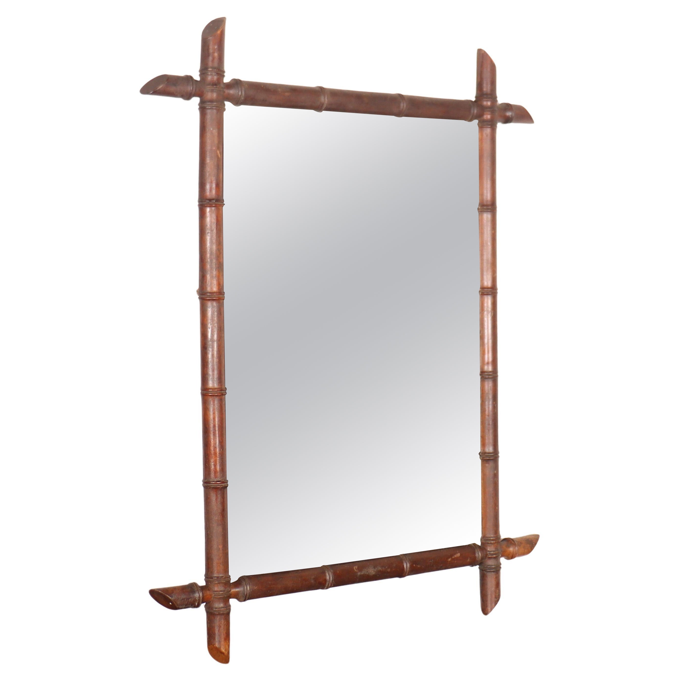 French Faux Bamboo Mirror For Sale