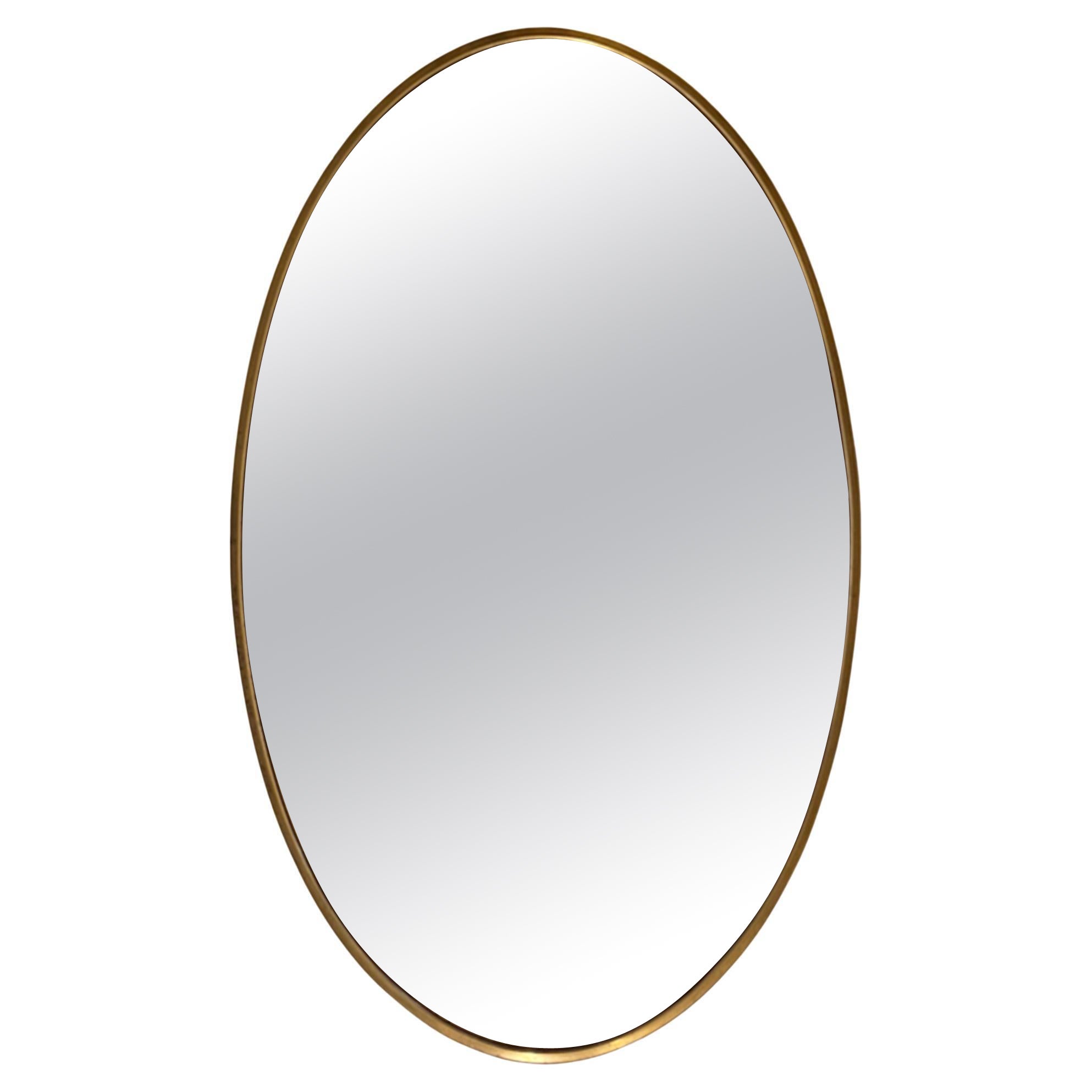 Classic Oval French Midcentury Mirror With a Bronze Frame For Sale