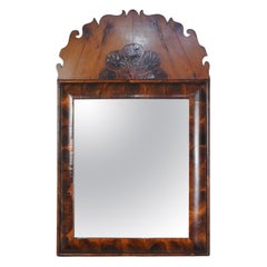 Antique Exceptional William And Mary Yew Wood Oyster Mirror C. 1690