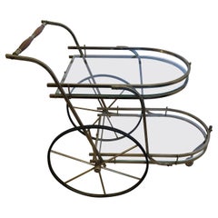Classy Midcentury Modern Brass and Glass Bar Cart