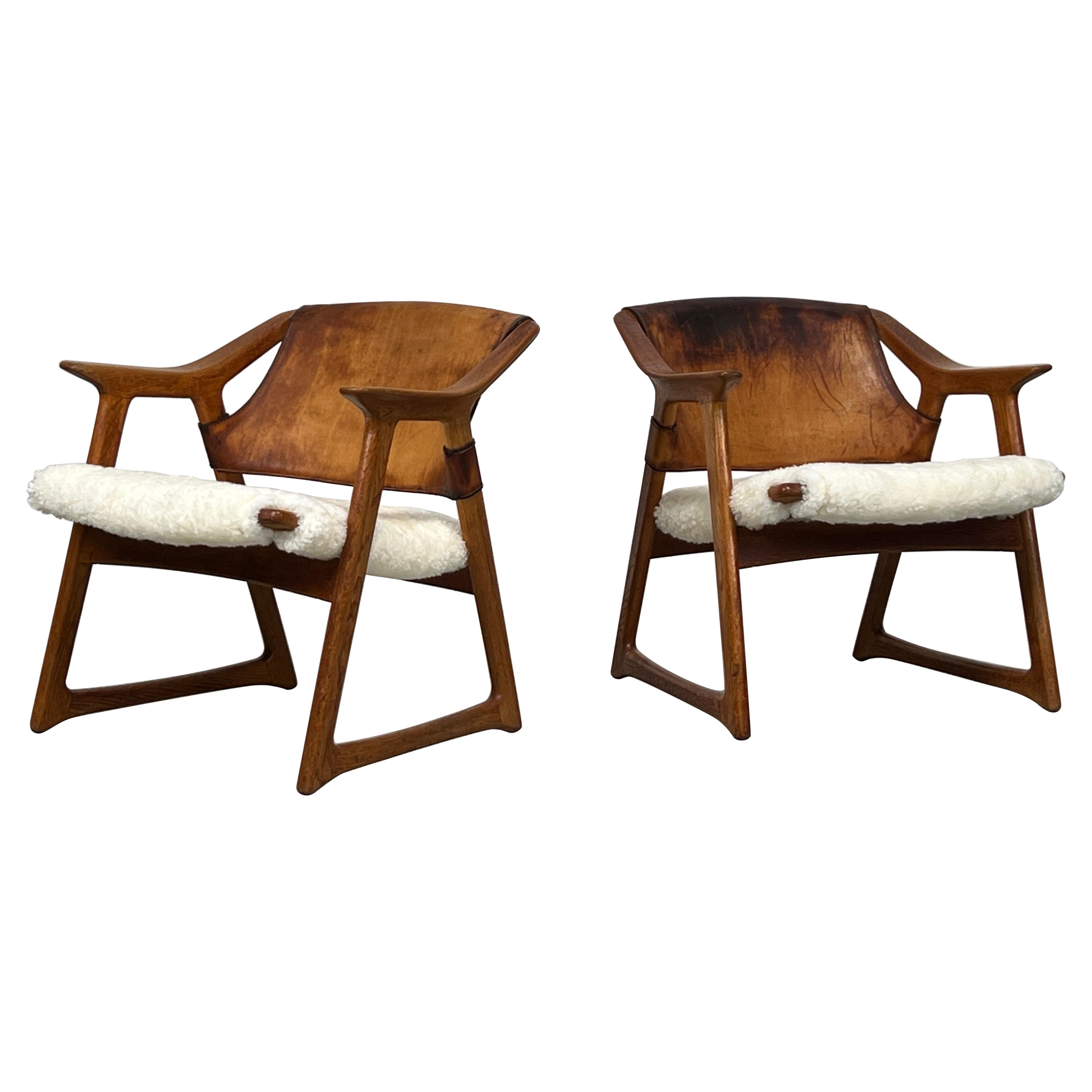 Pair of Fox Chairs by Rolf Hesland  For Sale