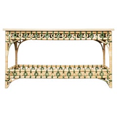 Creel and Gow Rattan Console Green and Cream