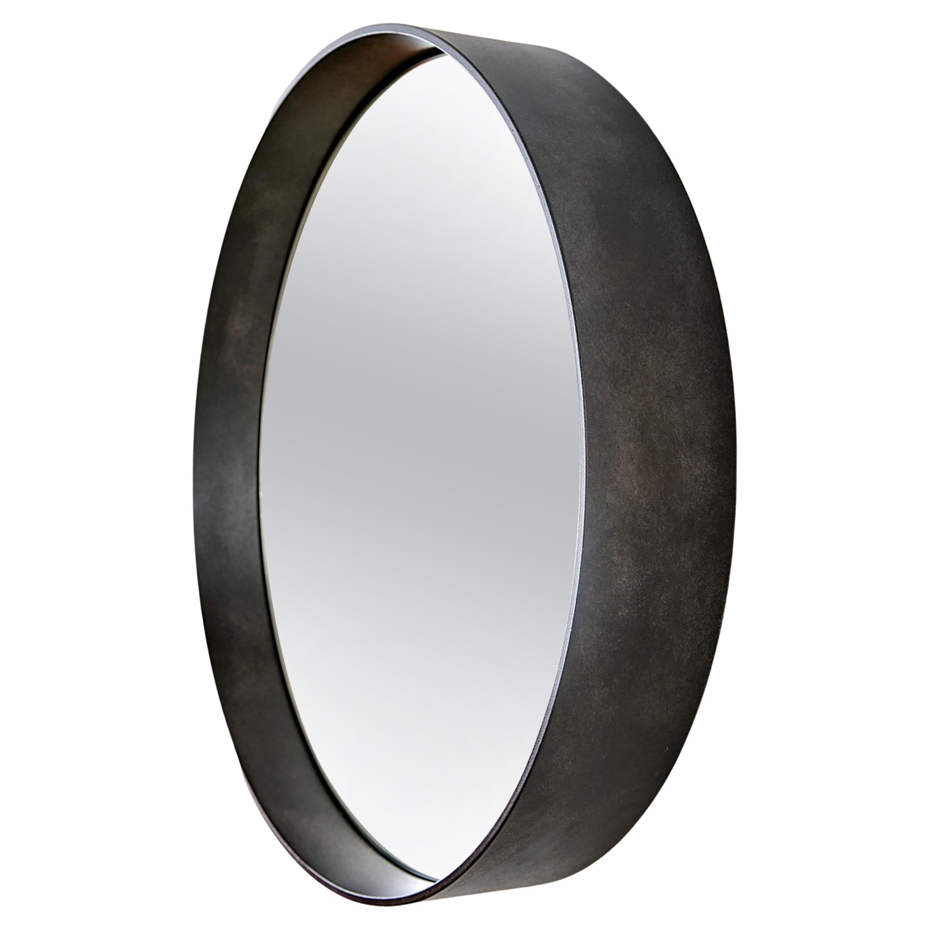Dorian Round Gray Mirror  For Sale
