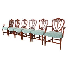 Baker Furniture Style Georgian Mahogany Shield Back Dining Chairs, Set of Six