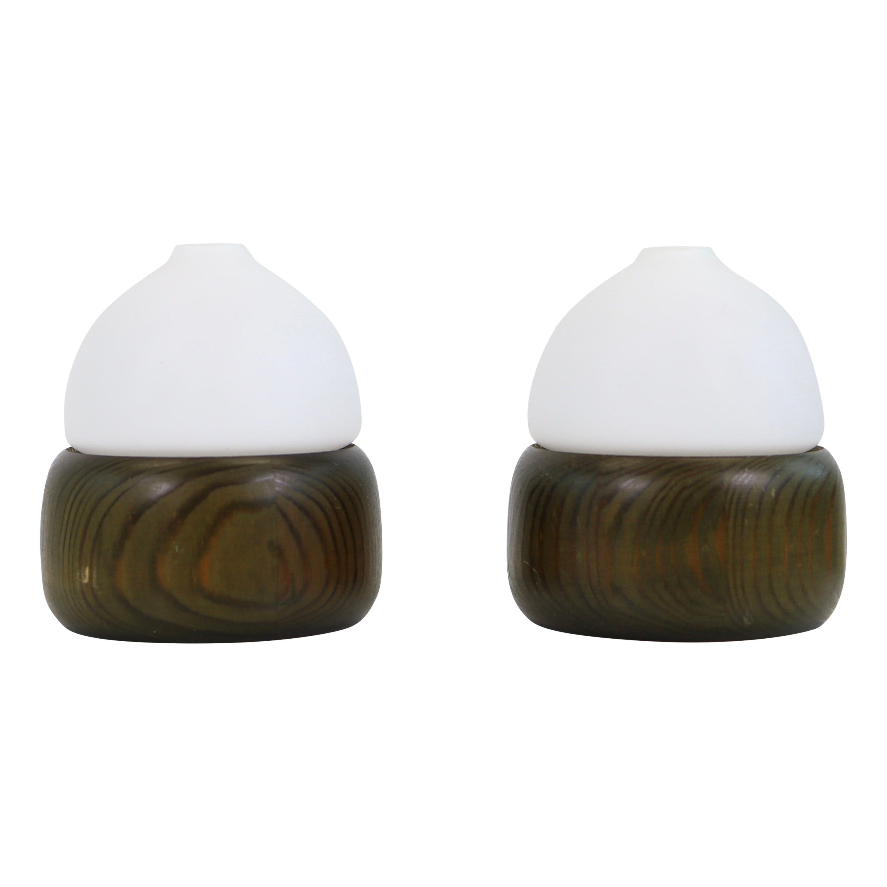 Set of Stained Swedish Pine Wood Night Lamps by Aneta, Sweden, 1970s