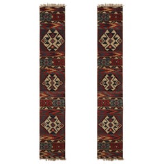 Twin Vintage Persian Kilim Runner Rugs with Geometric Patterns