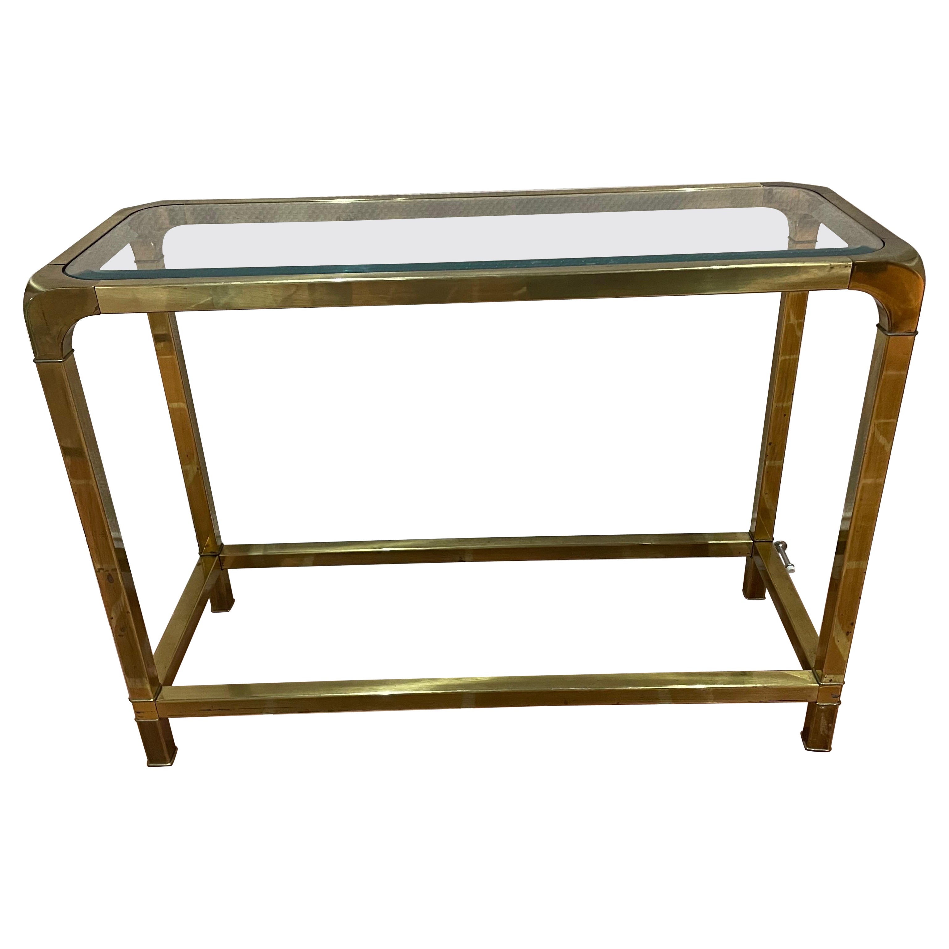Mastercraft brass and glass console  For Sale